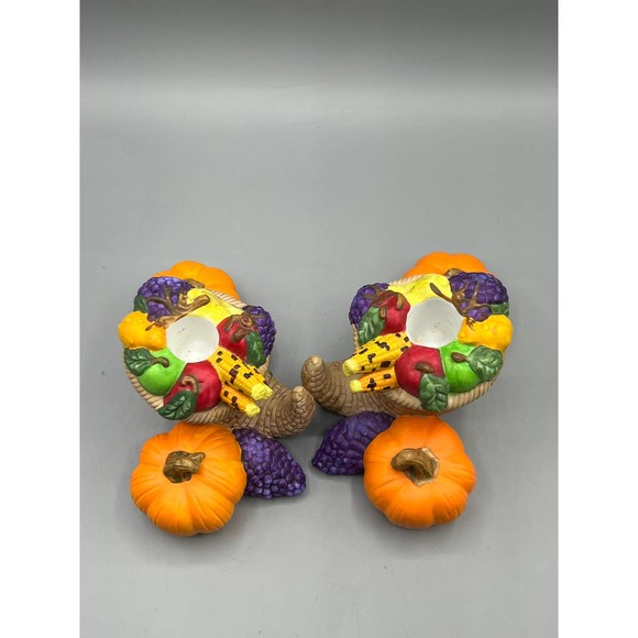 Partylite Harvest Time Cornucopia Taper Candle Holders  Thanksgiving Table Decor - Picture 4 of 10